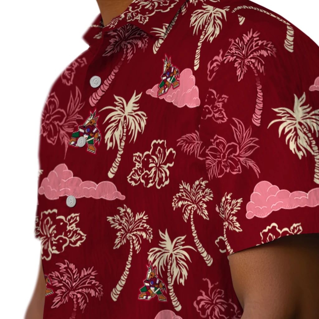 Arizona Coyotes Hawaiian Shirt - Palm And Clouds arizona coyotes palm and clouds red hawaiian shirts trendy
