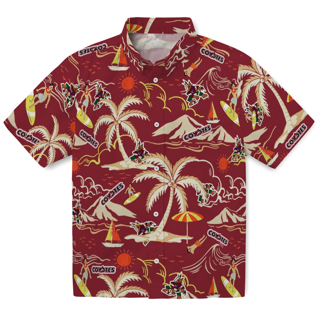 Arizona Coyotes Hawaiian Shirt - Palm Tree Island arizona coyotes palm tree island red hawaiian shirts best selling