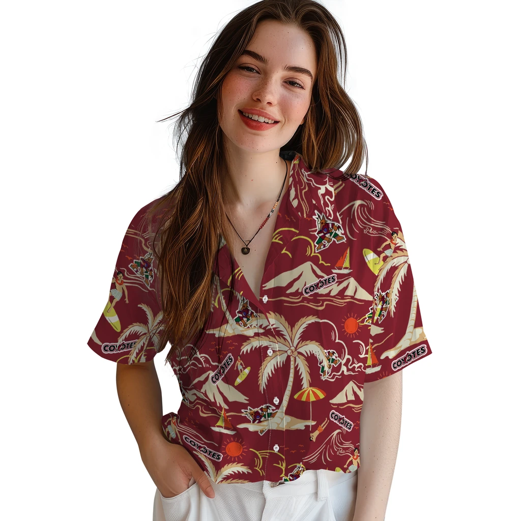 Arizona Coyotes Hawaiian Shirt - Palm Tree Island arizona coyotes palm tree island red hawaiian shirts latest model