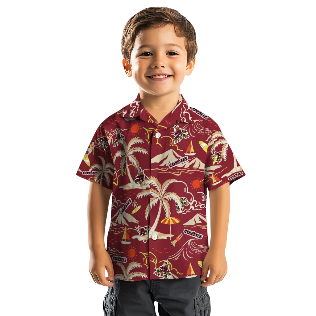 Arizona Coyotes Hawaiian Shirt - Palm Tree Island arizona coyotes palm tree island red hawaiian shirts top rated