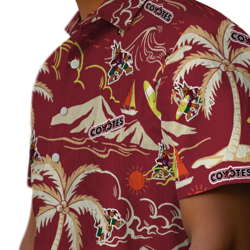 Arizona Coyotes Hawaiian Shirt - Palm Tree Island arizona coyotes palm tree island red hawaiian shirts trendy