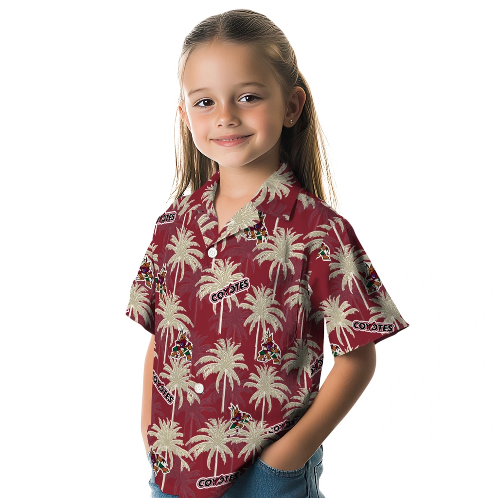 Arizona Coyotes Hawaiian Shirt - Palm Tree Motif arizona coyotes palm grove red hawaiian shirts premium grade