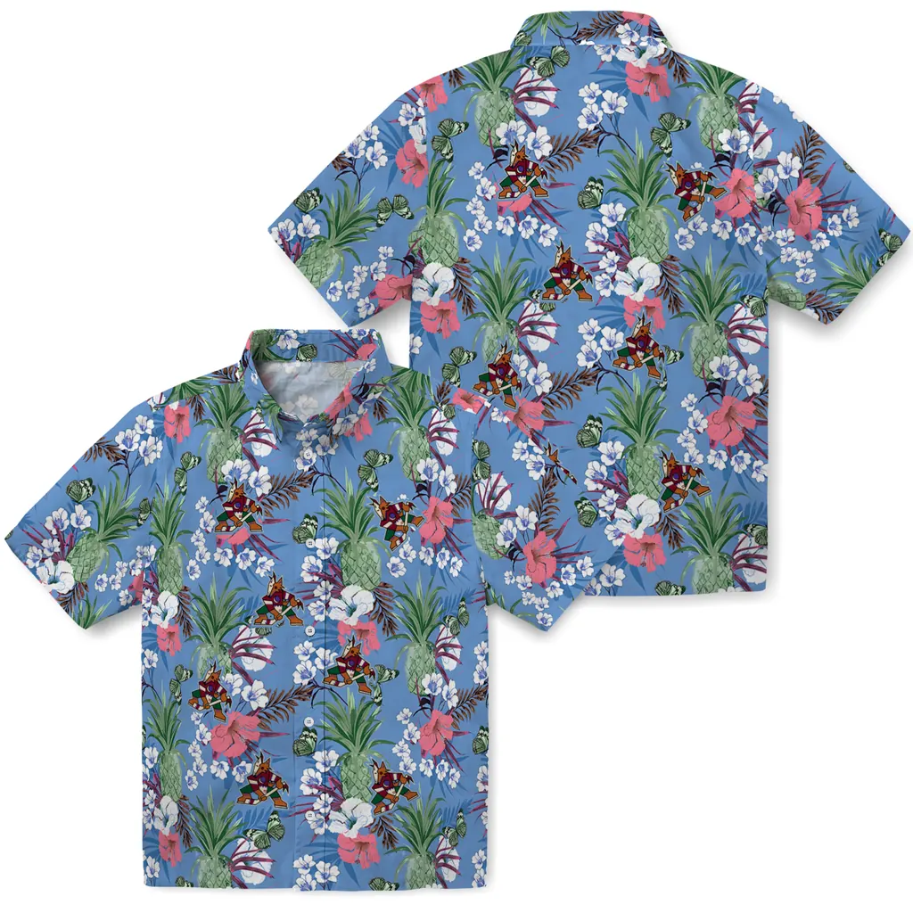 Arizona Coyotes Hawaiian Shirt - Pineapple Bouquet arizona coyotes pineapple bouquet best sky blue hawaiian shirts high quality