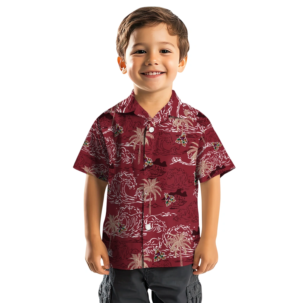 Arizona Coyotes Hawaiian Shirt - Wave Palm arizona coyotes wave palm red hawaiian shirts top rated