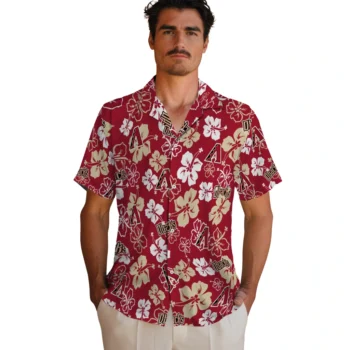 arizona diamondbacks hibiscus bloom red hawaiian shirts fashion forward