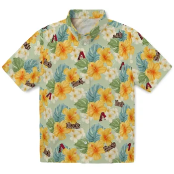 arizona diamondbacks hibiscus mood pale lime yellow hawaiian shirts best selling