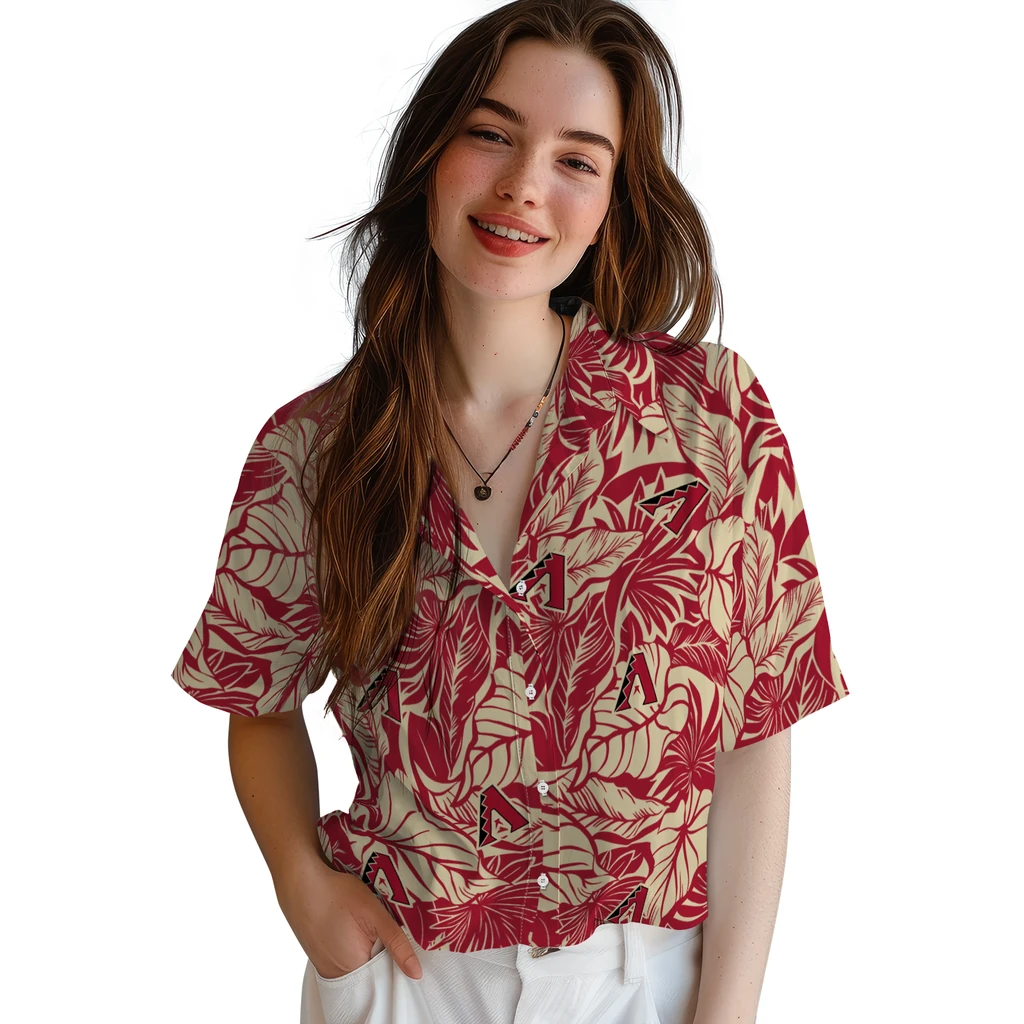 Arizona Diamondbacks Hawaiian Shirt - Monstera Layer arizona diamondbacks monstera layer red hawaiian shirts latest model