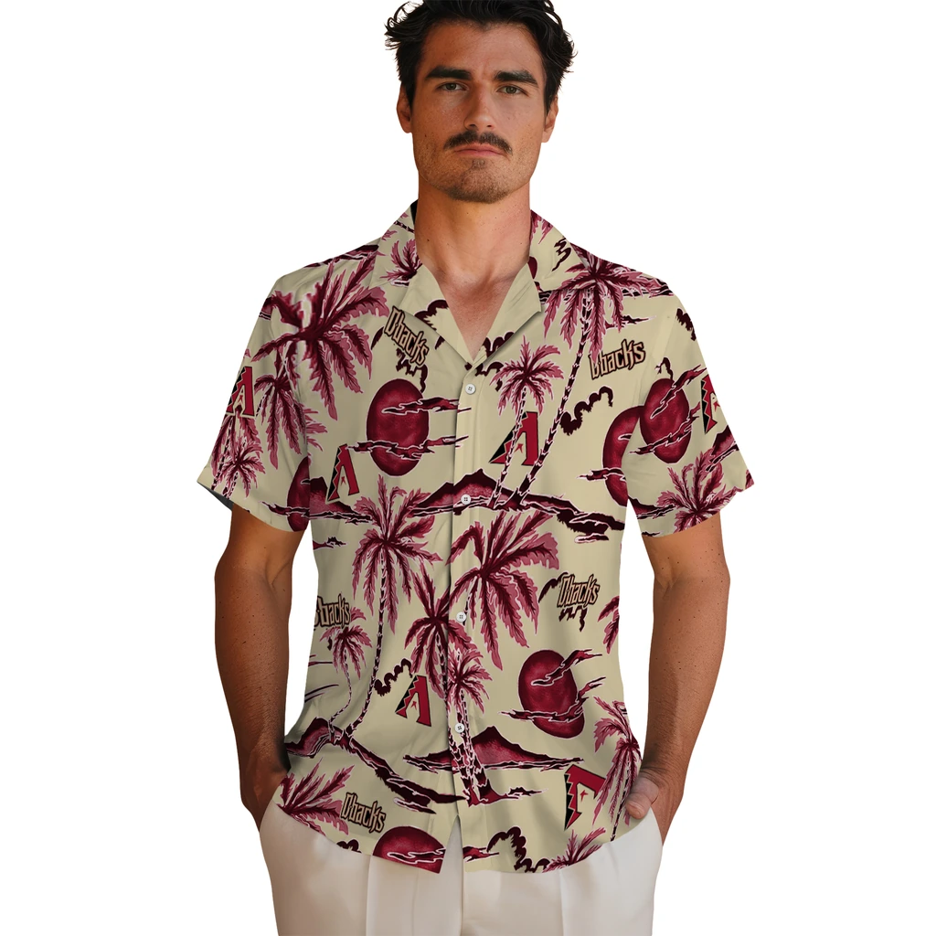 Arizona Diamondbacks Hawaiian Shirt - Palm Sunset arizona diamondbacks palm sunset hawaiian shirts fashion forward