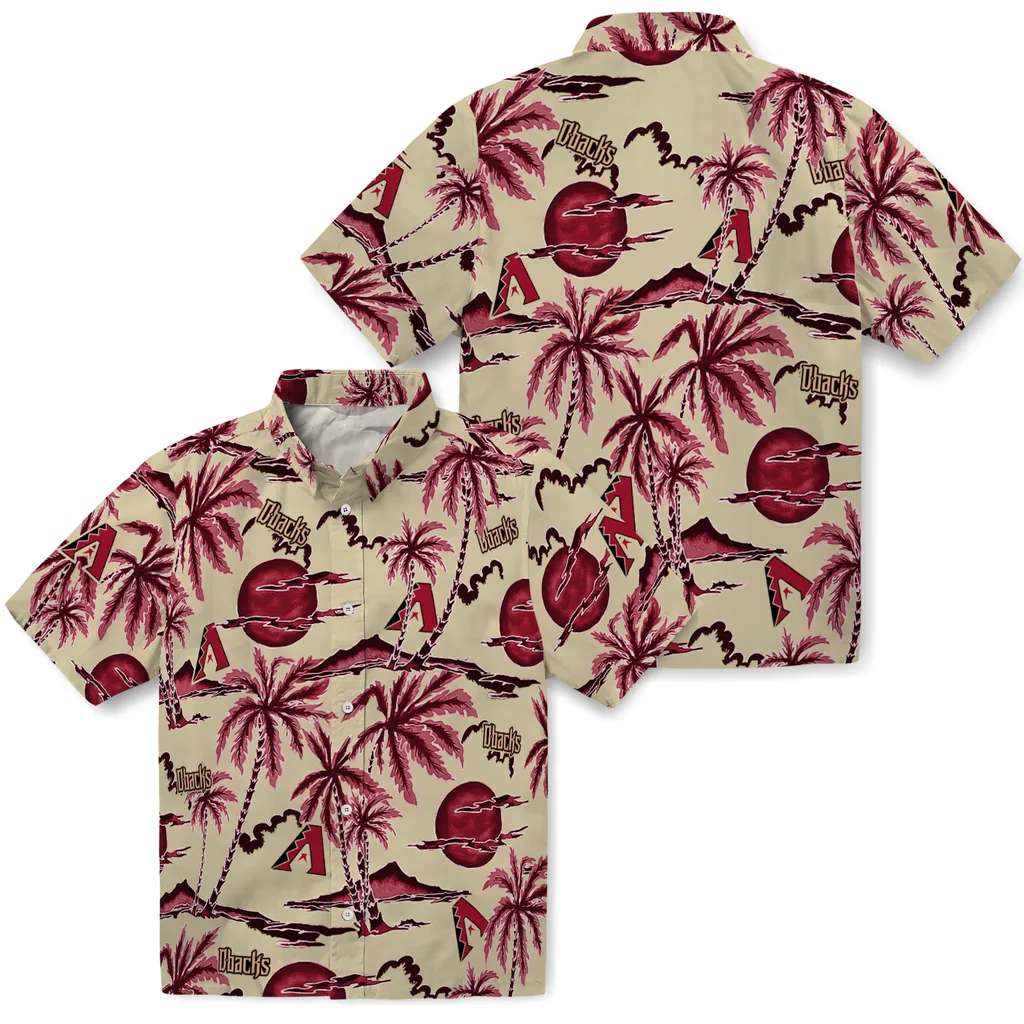 Arizona Diamondbacks Hawaiian Shirt - Palm Sunset arizona diamondbacks palm sunset hawaiian shirts high quality
