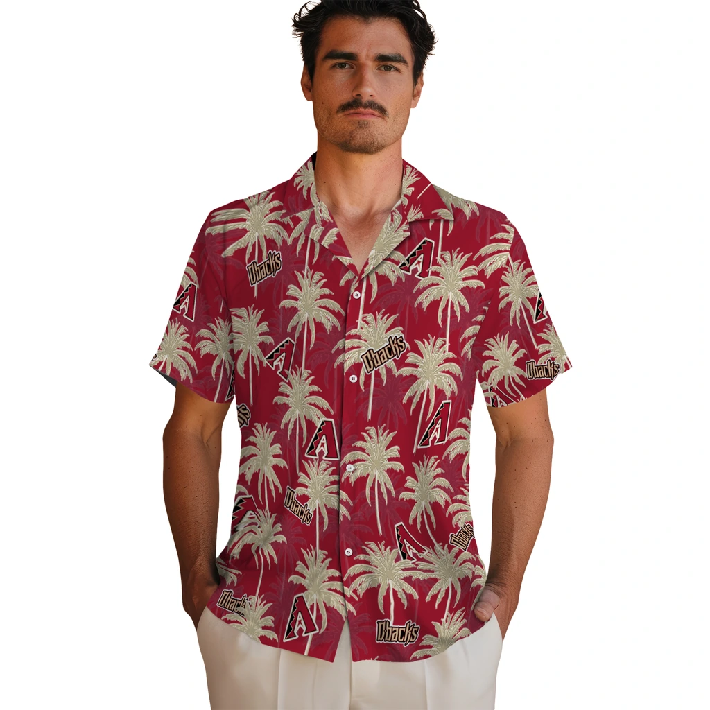 Arizona Diamondbacks Hawaiian Shirt - Palm Tree Motif arizona diamondbacks palm grove red hawaiian shirts fashion forward