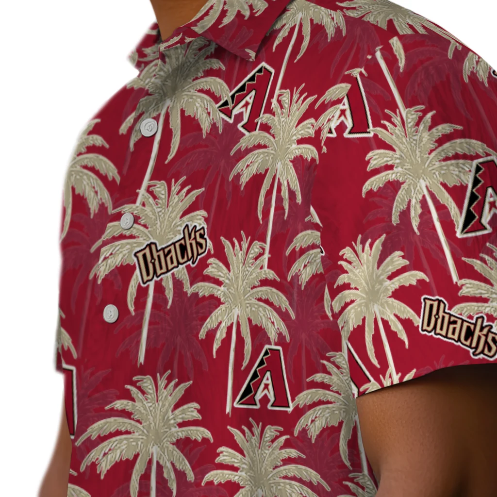 Arizona Diamondbacks Hawaiian Shirt - Palm Tree Motif arizona diamondbacks palm grove red hawaiian shirts trendy