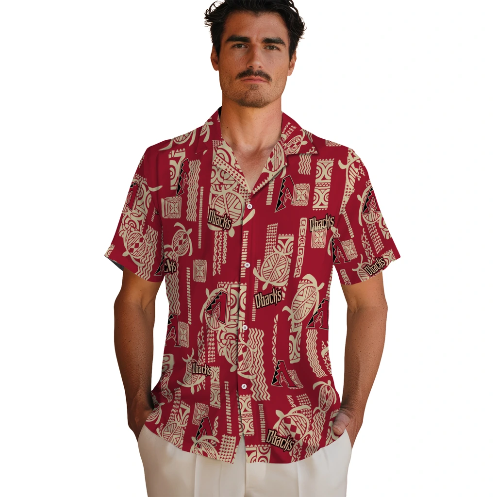 Arizona Diamondbacks Hawaiian Shirt - Turtle Lines arizona diamondbacks turtle lines red hawaiian shirts fashion forward