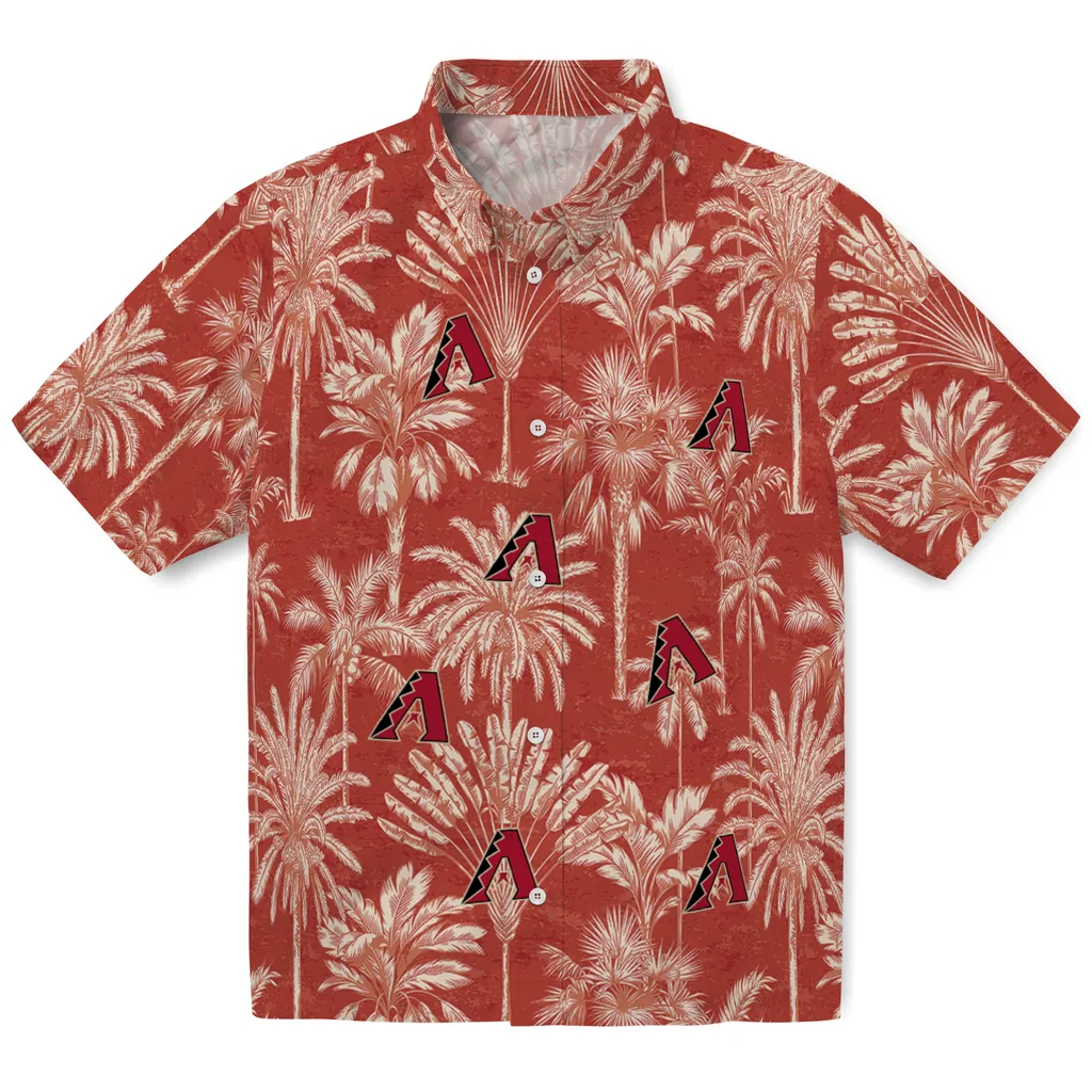 Arizona Diamondbacks Hawaiian Shirt - Vintage Palm Tree arizona diamondbacks palm shadows red hawaiian shirts best selling