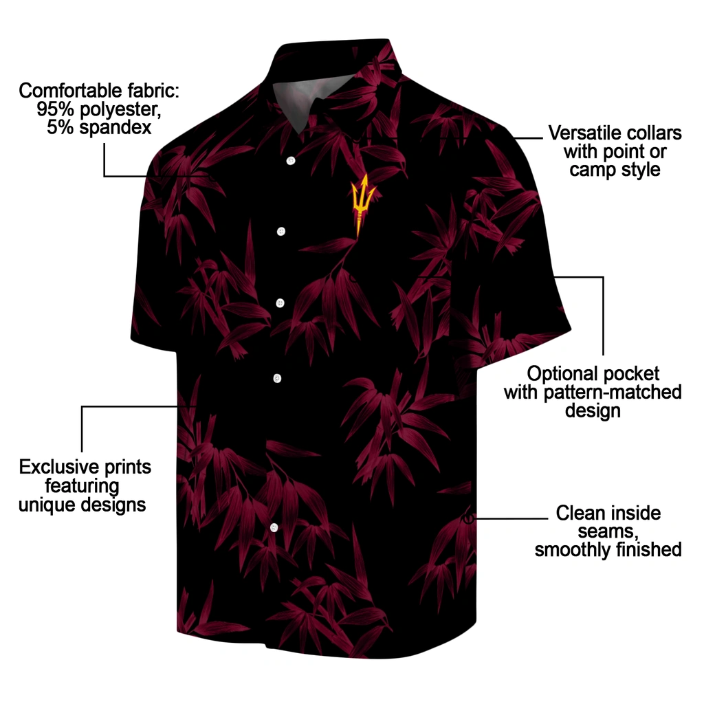 Arizona State Sun Devils Hawaiian Shirt - Bamboo Branches arizona state sun devils bamboo branches maroon black hawaiian shirts new arrival