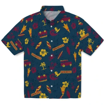 arizona state sun devils beach vibe navy hawaiian shirts best selling