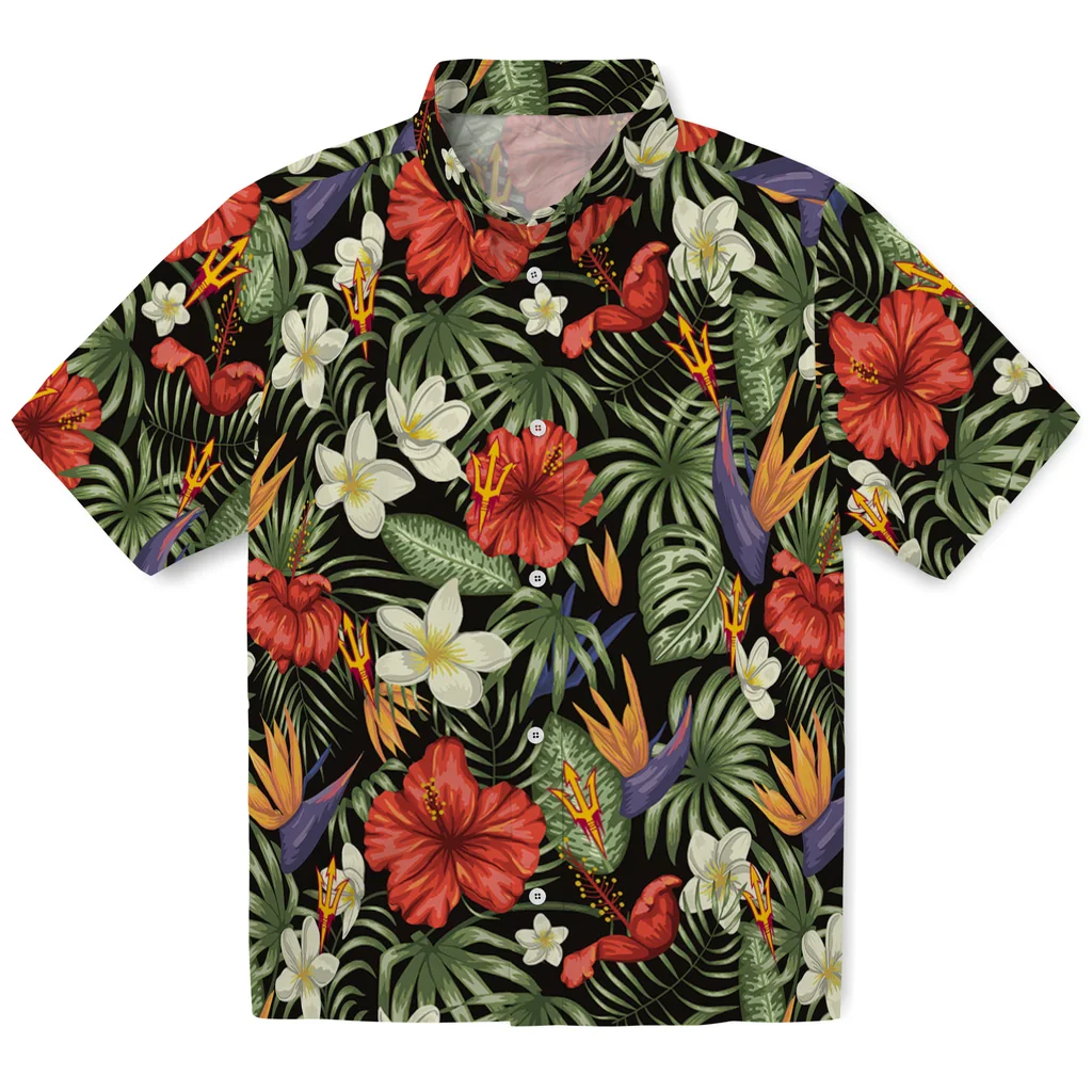 Arizona State Sun Devils Hawaiian Shirt - Hawaii Floral Hibiscus arizona state sun devils hibiscus bird hawaiian shirts best selling