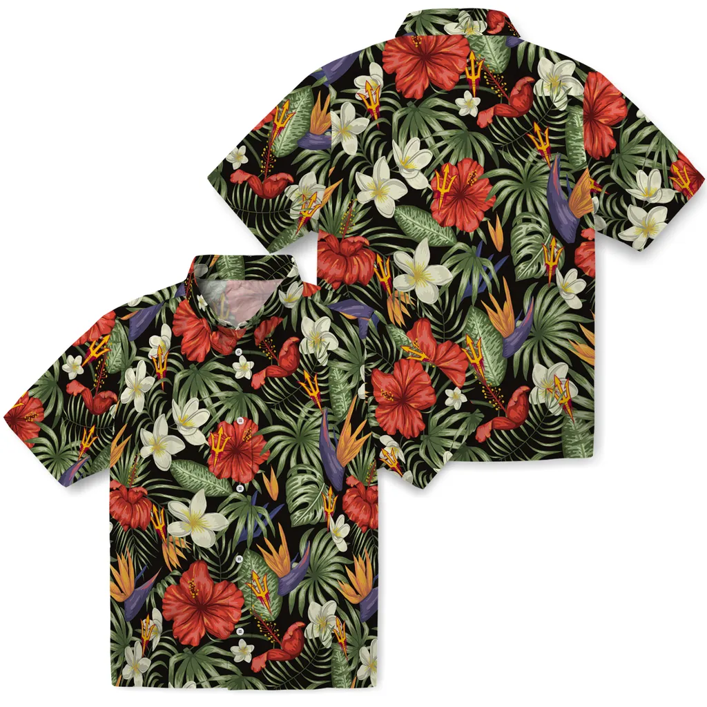 Arizona State Sun Devils Hawaiian Shirt - Hawaii Floral Hibiscus arizona state sun devils hibiscus bird hawaiian shirts high quality