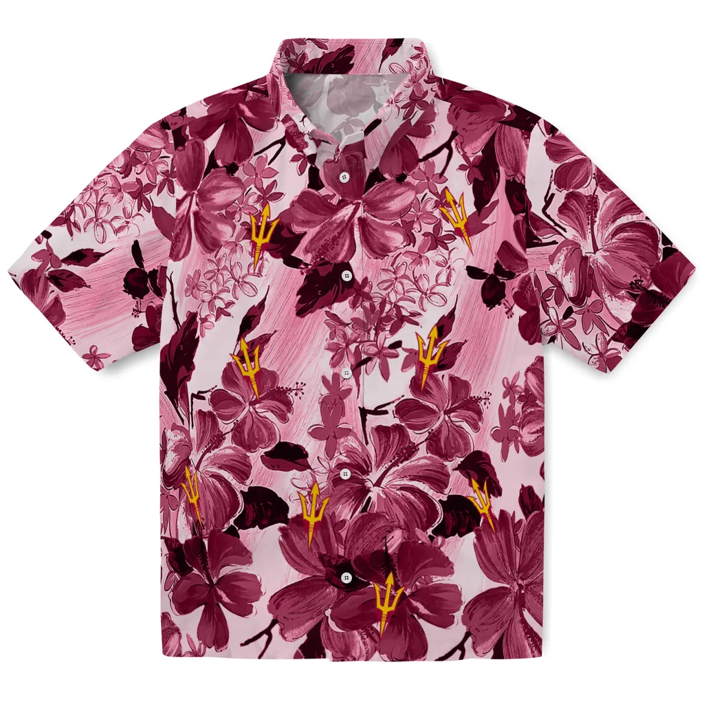 Arizona State Sun Devils Hawaiian Shirt - Hibiscus Arrangement arizona state sun devils hibiscus arrangement maroon hawaiian shirts best selling