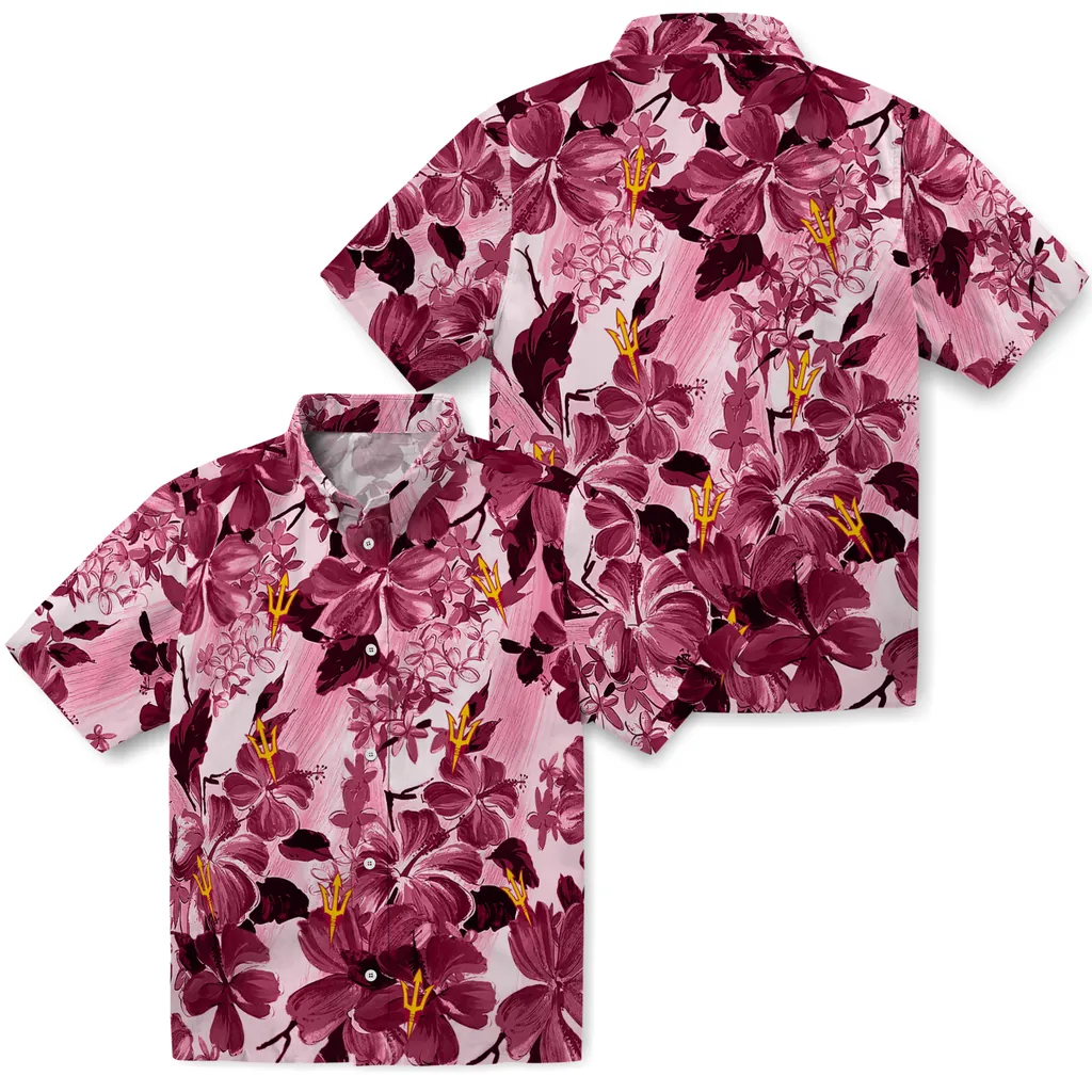 Arizona State Sun Devils Hawaiian Shirt - Hibiscus Arrangement arizona state sun devils hibiscus arrangement maroon hawaiian shirts high quality