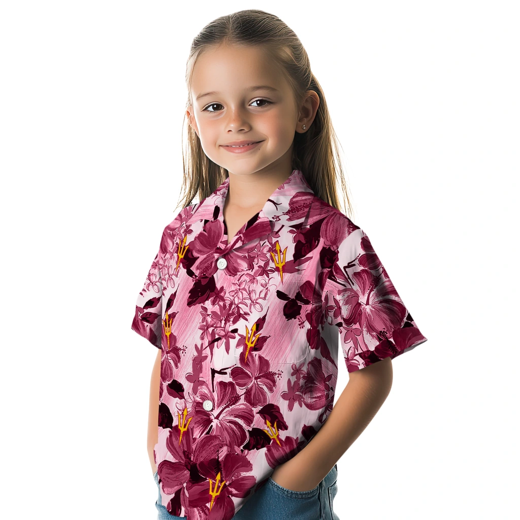 Arizona State Sun Devils Hawaiian Shirt - Hibiscus Arrangement arizona state sun devils hibiscus arrangement maroon hawaiian shirts premium grade