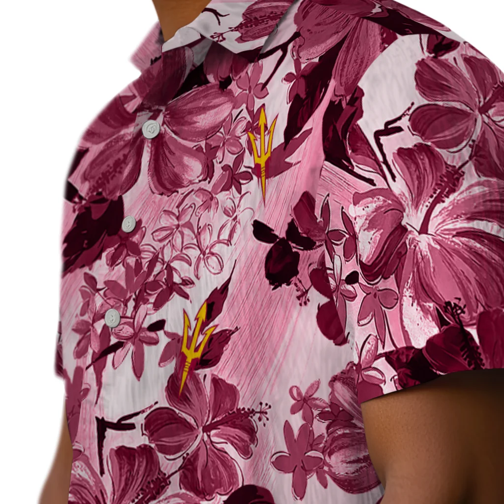 Arizona State Sun Devils Hawaiian Shirt - Hibiscus Arrangement arizona state sun devils hibiscus arrangement maroon hawaiian shirts trendy