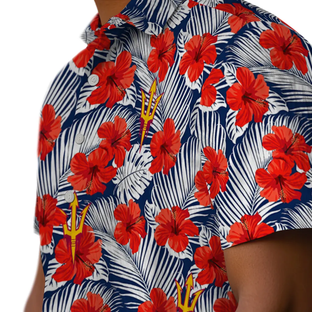 Arizona State Sun Devils Hawaiian Shirt - Hibiscus Fiesta arizona state sun devils hibiscus fiesta red royal blue hawaiian shirts trendy