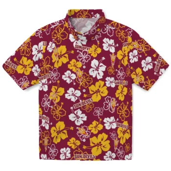 arizona state sun devils hibiscus bloom maroon hawaiian shirts best selling