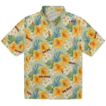 arizona state sun devils hibiscus mood pale lime yellow hawaiian shirts best selling
