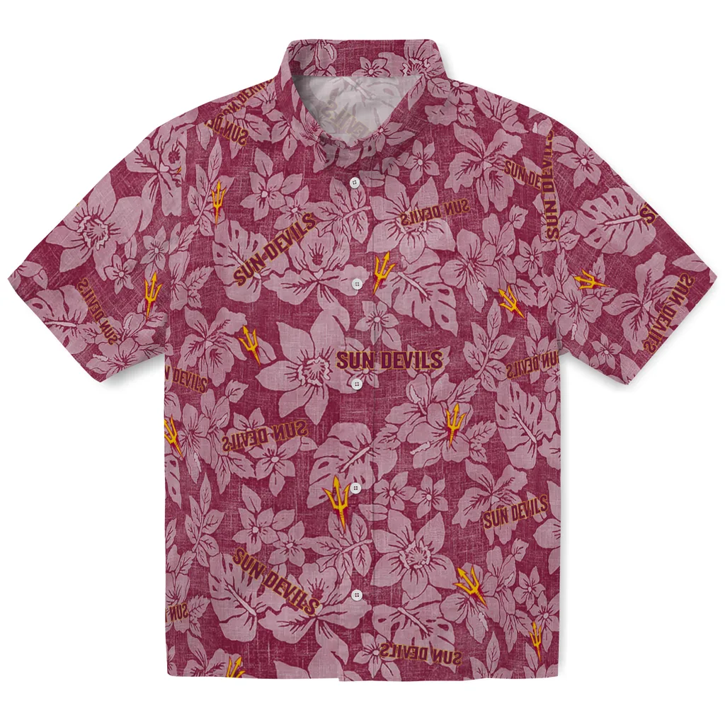 Arizona State Sun Devils Hawaiian Shirt - Hibiscus Oasis arizona state sun devils hibiscus oasis maroon hawaiian shirts best selling