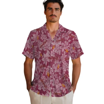 arizona state sun devils hibiscus oasis maroon hawaiian shirts fashion forward