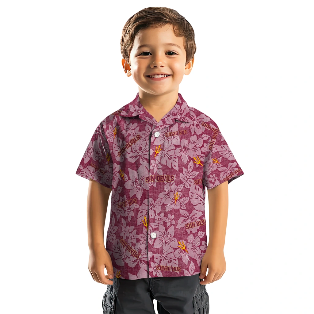 Arizona State Sun Devils Hawaiian Shirt - Hibiscus Oasis arizona state sun devils hibiscus oasis maroon hawaiian shirts top rated