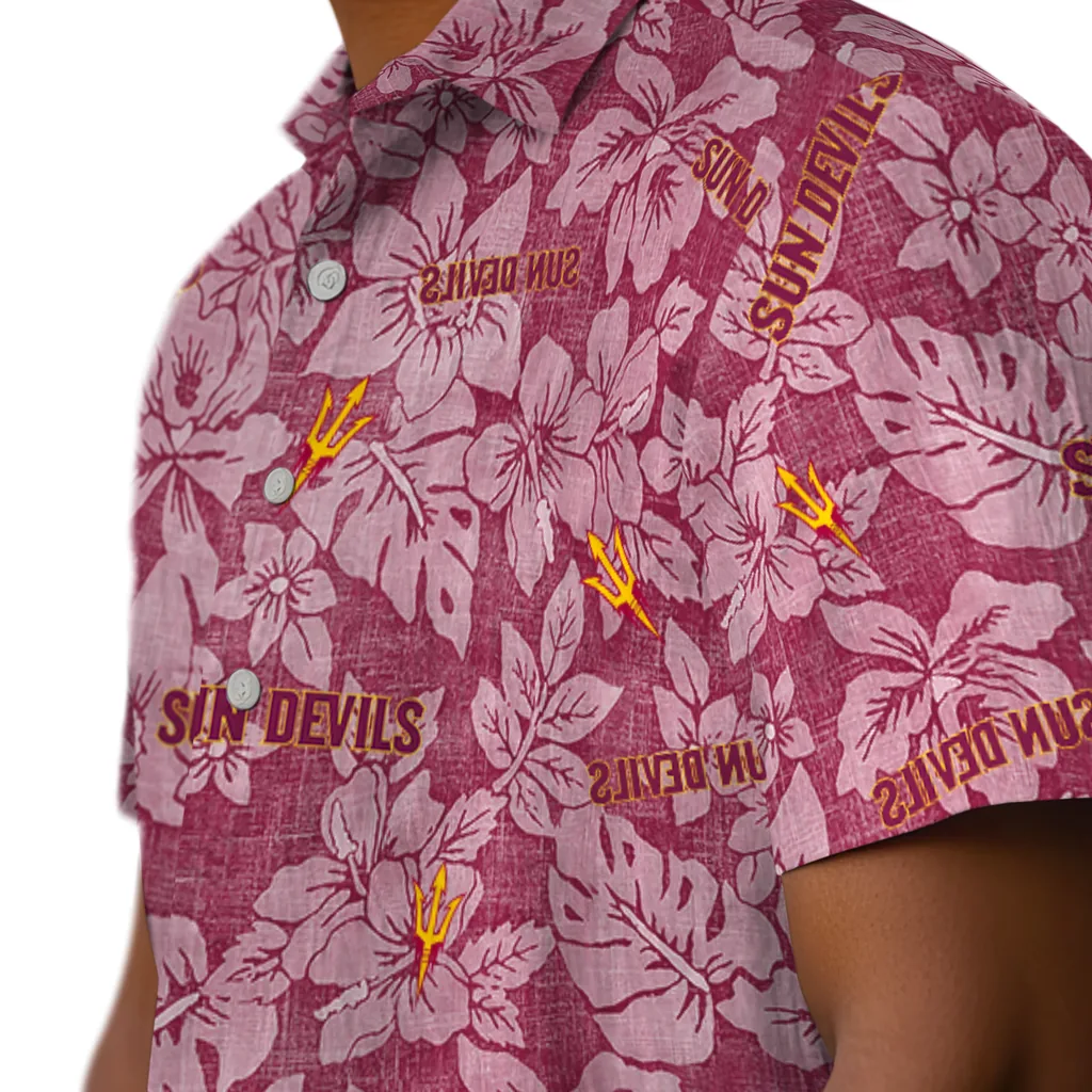 Arizona State Sun Devils Hawaiian Shirt - Hibiscus Oasis arizona state sun devils hibiscus oasis maroon hawaiian shirts trendy