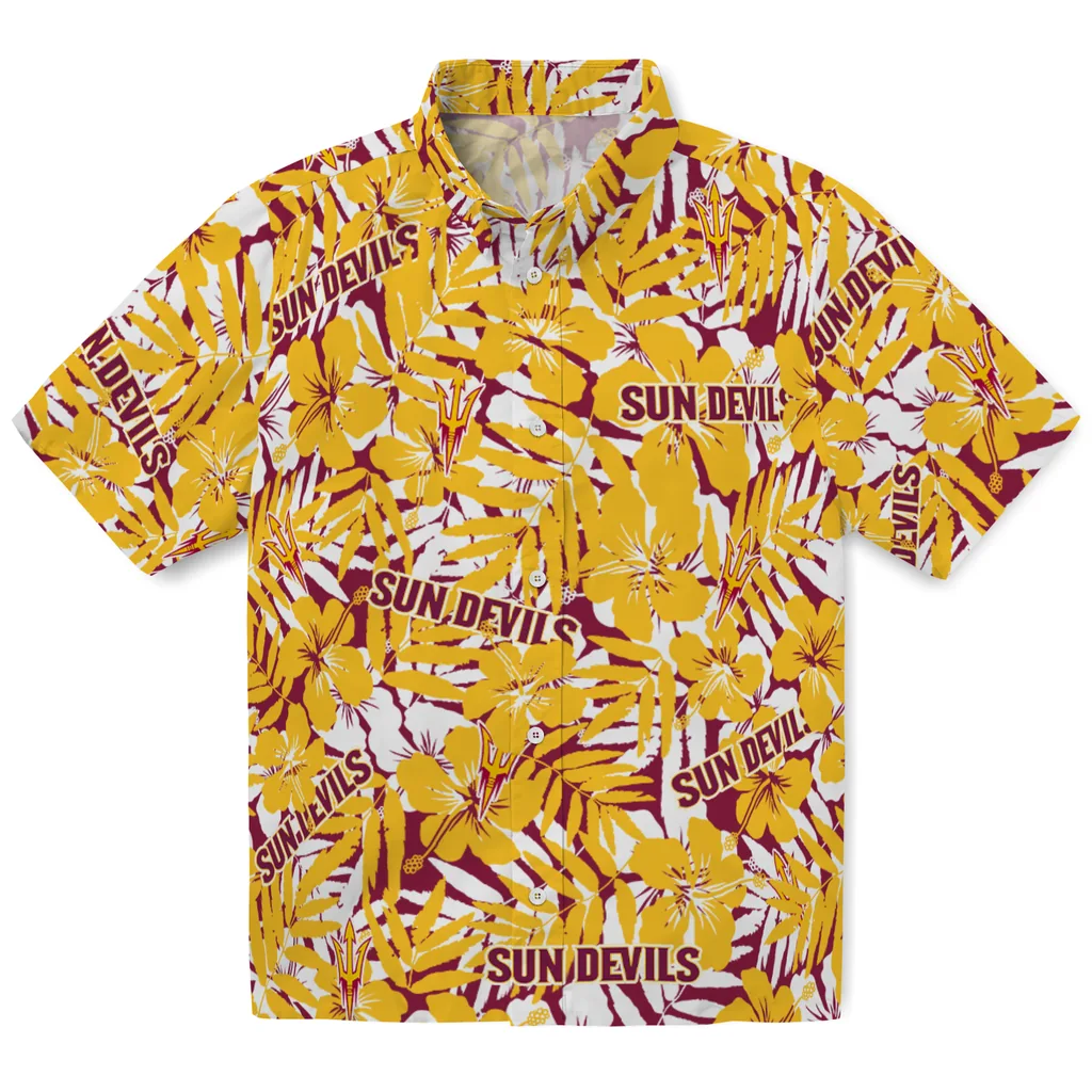 Arizona State Sun Devils Hawaiian Shirt - Hibiscus Overlay arizona state sun devils hibiscus overlay hawaiian shirts best selling