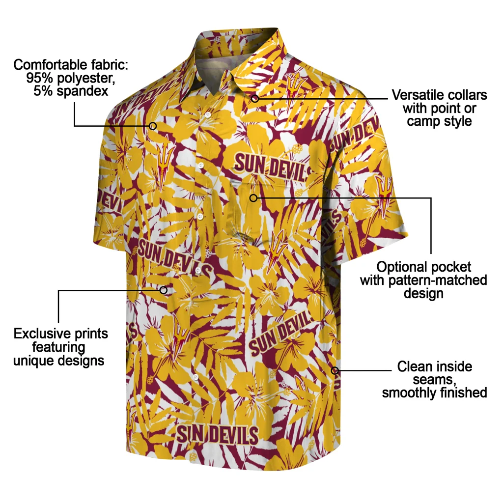 Arizona State Sun Devils Hawaiian Shirt - Hibiscus Overlay arizona state sun devils hibiscus overlay hawaiian shirts new arrival