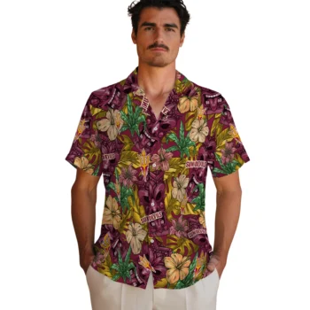 arizona state sun devils tiki jungle maroon hawaiian shirts fashion forward