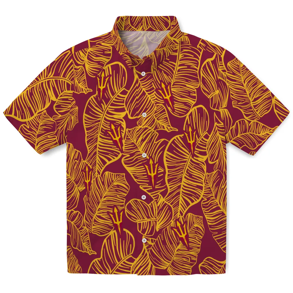 Arizona State Sun Devils Hawaiian Shirt - Leaf Outline arizona state sun devils leaf outline maroon hawaiian shirts best selling