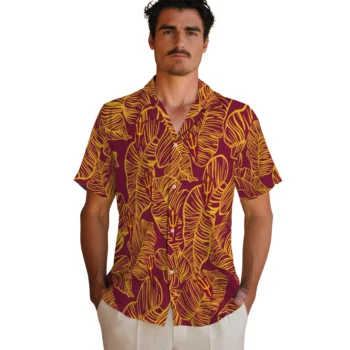 arizona state sun devils leaf outline maroon hawaiian shirts fashion forward