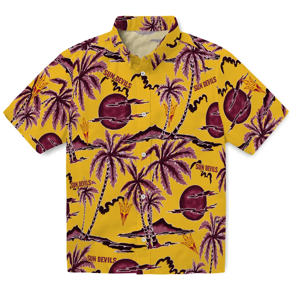 Arizona State Sun Devils Hawaiian Shirt - Palm Sunset arizona state sun devils palm sunset hawaiian shirts best selling