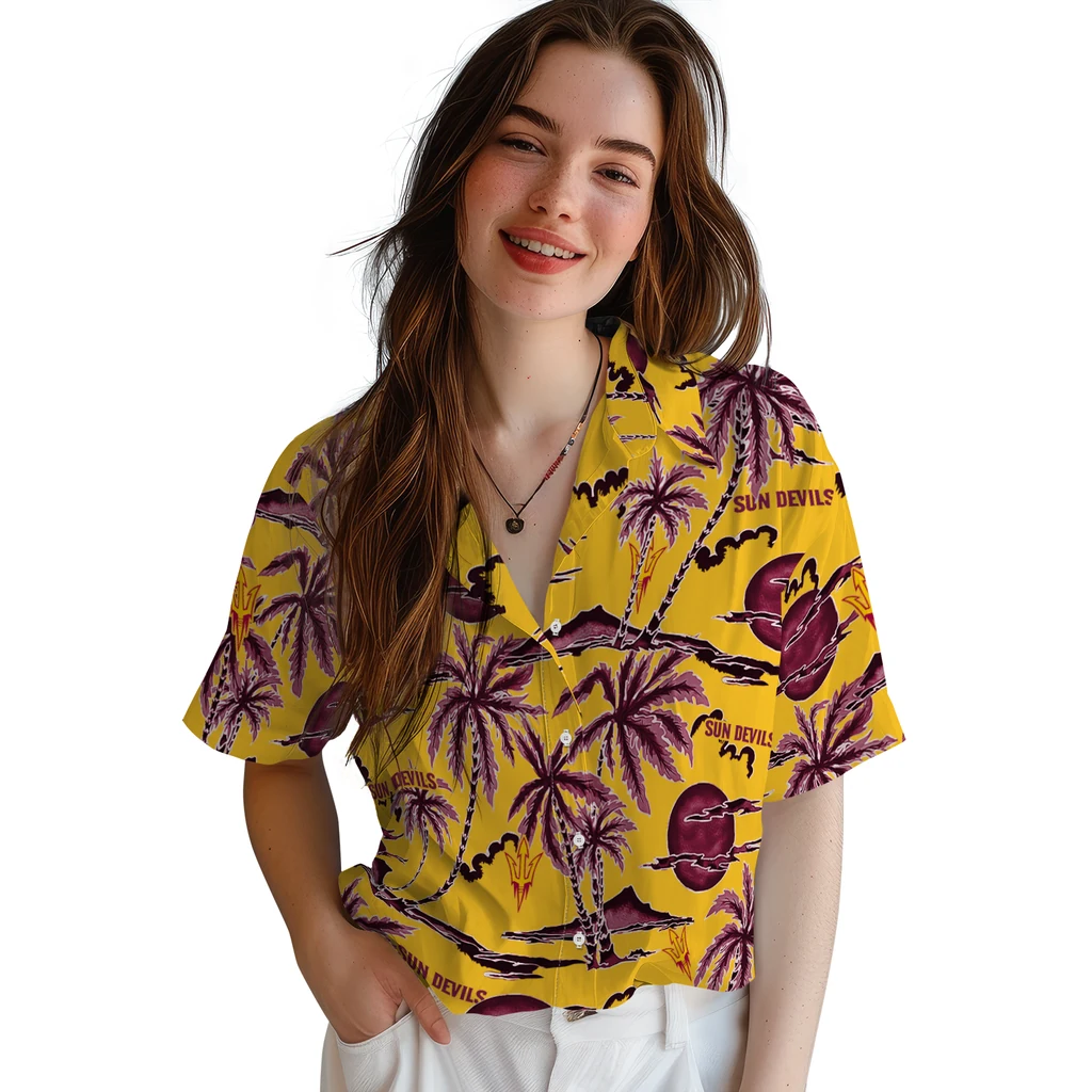 Arizona State Sun Devils Hawaiian Shirt - Palm Sunset arizona state sun devils palm sunset hawaiian shirts latest model
