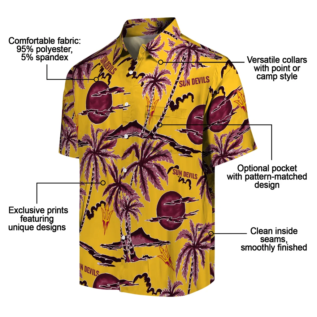 Arizona State Sun Devils Hawaiian Shirt - Palm Sunset arizona state sun devils palm sunset hawaiian shirts new arrival