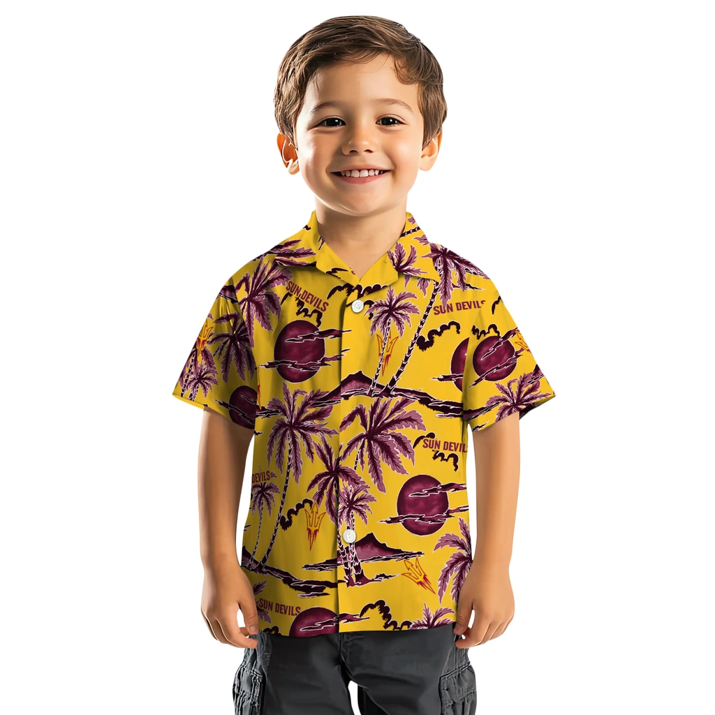Arizona State Sun Devils Hawaiian Shirt - Palm Sunset arizona state sun devils palm sunset hawaiian shirts top rated