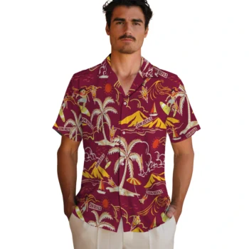 arizona state sun devils palm tree island maroon hawaiian shirts fashion forward