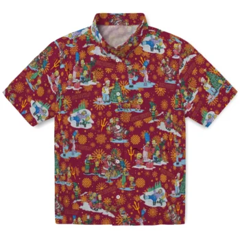 arizona state sun devils simpsons christmas maroon hawaiian shirts best selling