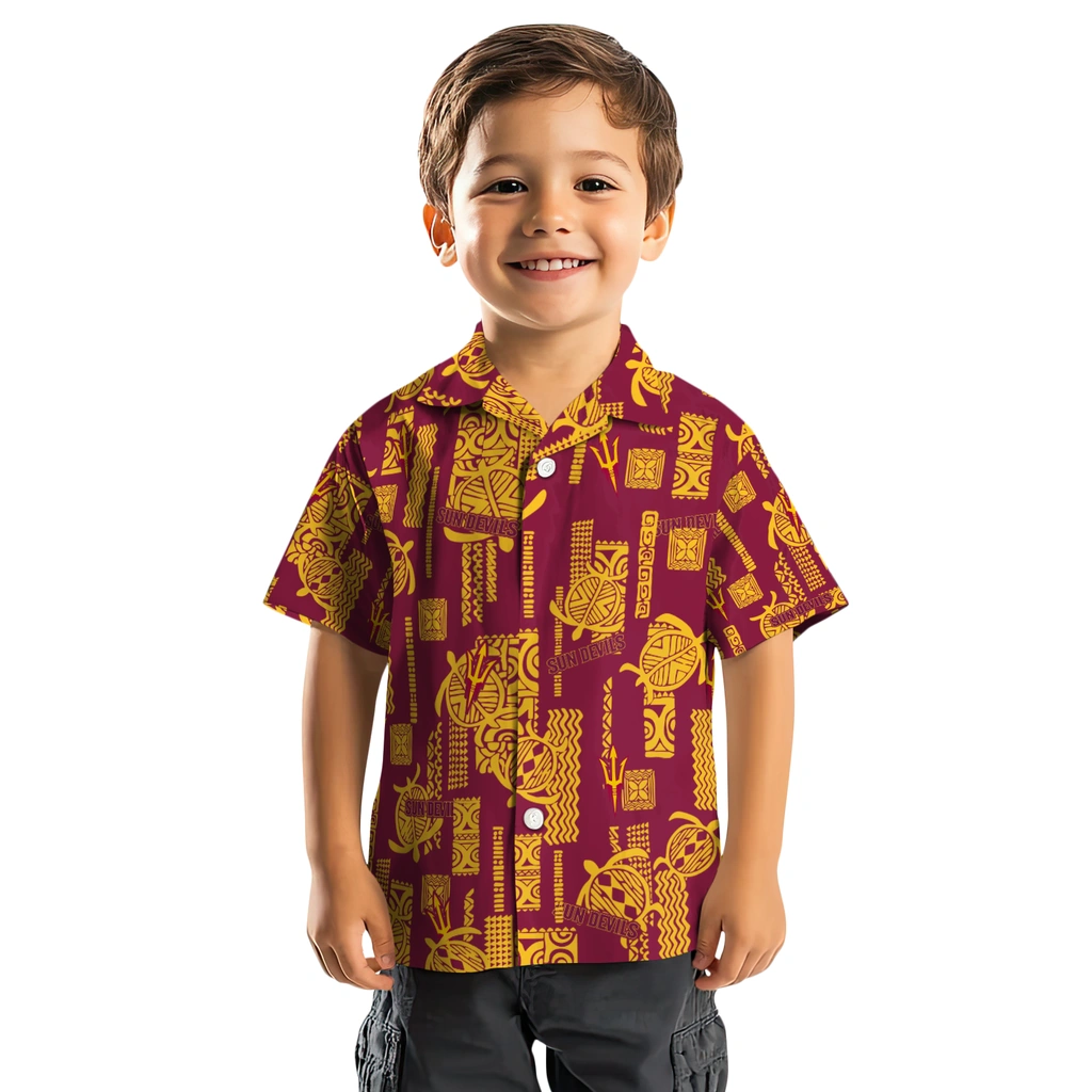 Arizona State Sun Devils Hawaiian Shirt - Turtle Lines arizona state sun devils turtle lines maroon hawaiian shirts top rated