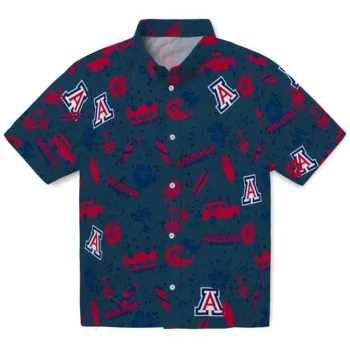 arizona wildcats beach vibe navy hawaiian shirts best selling
