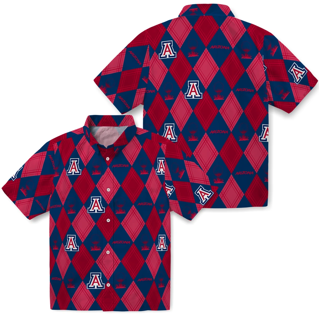 Arizona Wildcats Hawaiian Shirt - Golfing Plaid arizona wildcats balloon plaid red hawaiian shirts high quality