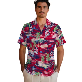 arizona wildcats flamingo retreat red hawaiian shirts fashion forward