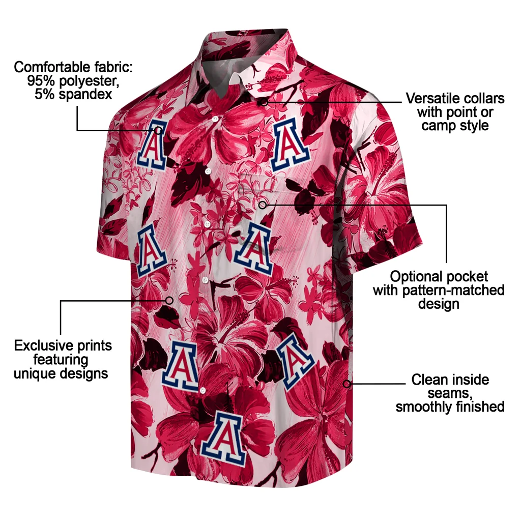 Arizona Wildcats Hawaiian Shirt - Hibiscus Arrangement arizona wildcats hibiscus arrangement red hawaiian shirts new arrival