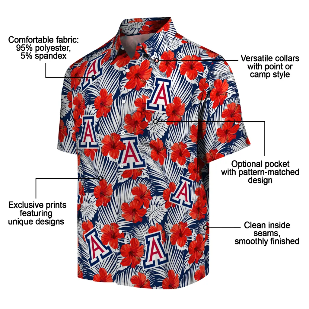 Arizona Wildcats Hawaiian Shirt - Hibiscus Fiesta arizona wildcats hibiscus fiesta red royal blue hawaiian shirts new arrival