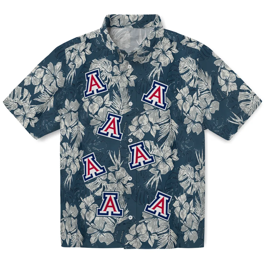 Arizona Wildcats Hawaiian Shirt - Hibiscus Flowers arizona wildcats hibiscus flowers navy blue hawaiian shirts best selling